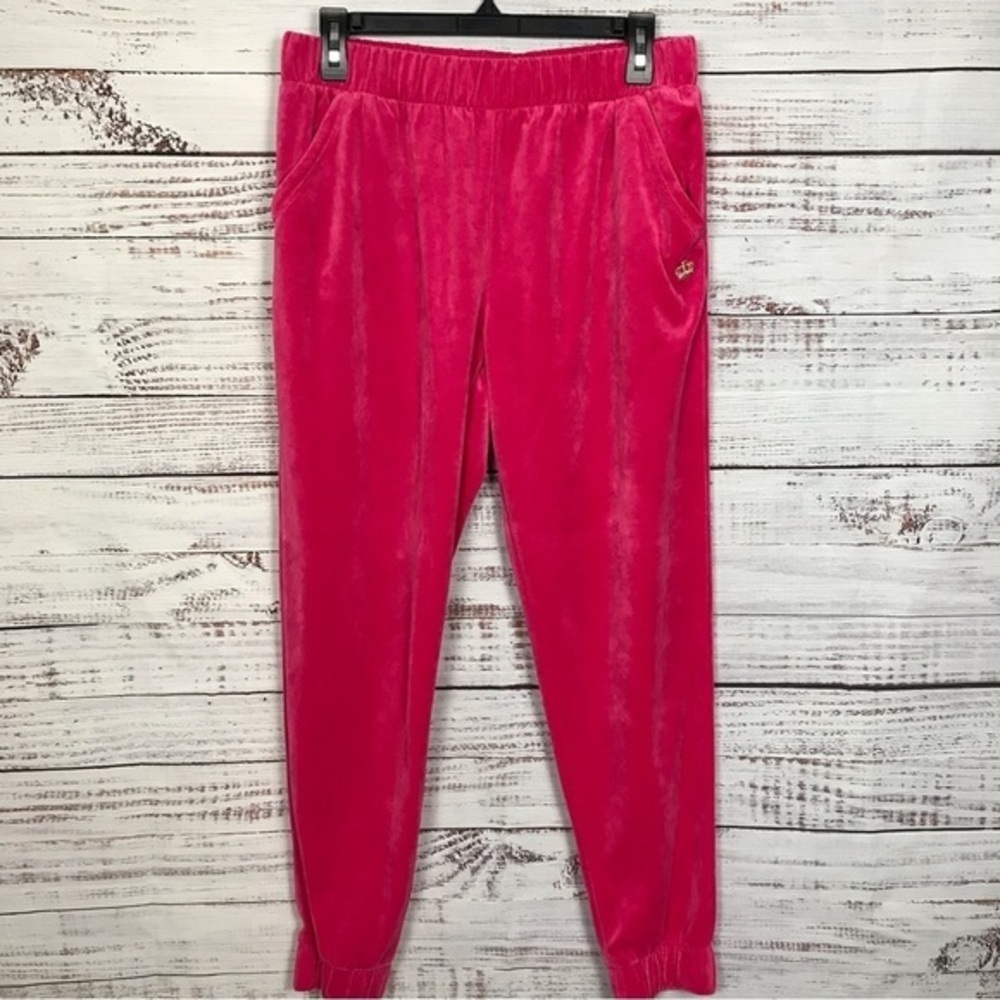 Juicy Couture velour hot pink size girls large pull on logo joggers‎